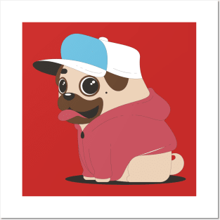 Pug With Cap Posters and Art